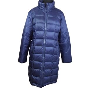 Cleo Petite Long Navy Puffer Jacket Size Med
